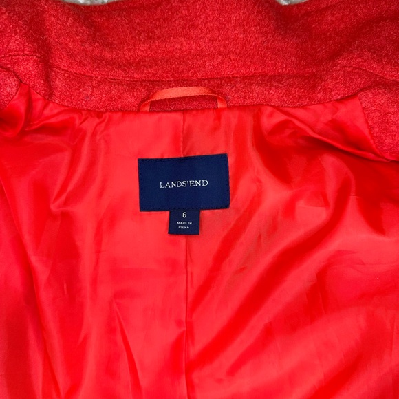Lands End Red/Orange Pea Coat - Picture 3 of 12